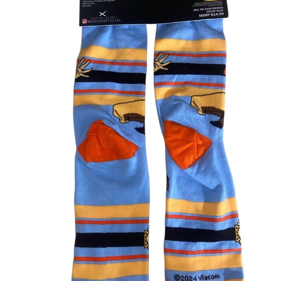 Odd Sox 2024 Avatar Novelty Crew Socks Fits Sizes 6-13 Blue w/Orange NWT - Picture 4 of 6